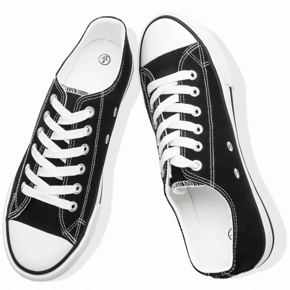 Black and White Low-Top Sneakers